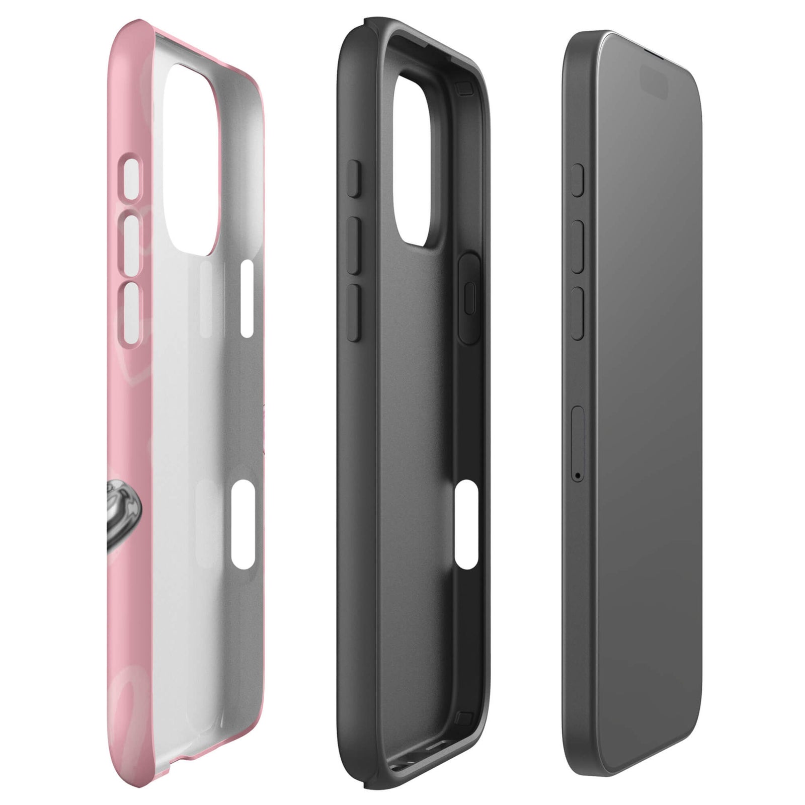 Custom bubblegum pink iPhone case 16 pro max dual-layer shockproof protection.