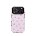 Pink Mini Heart Phone Case featuring scattered small gradient-pink hearts and layered outlines on a pale blush background