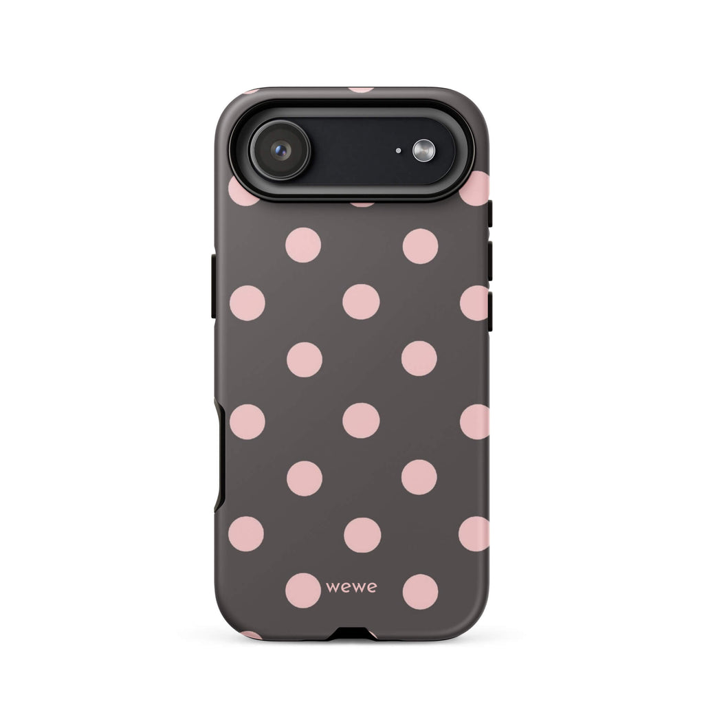 Custom retro pink polka dot iphone case 17 air vintage style.