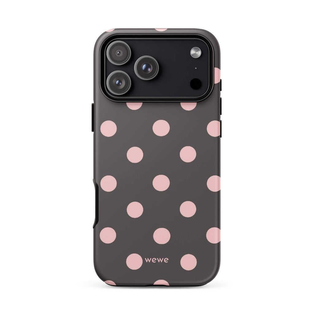Custom retro pink polka dot iphone case 17 pro max vintage style.