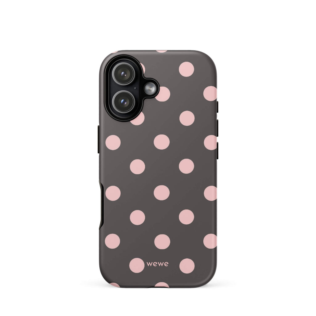 Custom retro pink polka dot iphone case 17 vintage style.