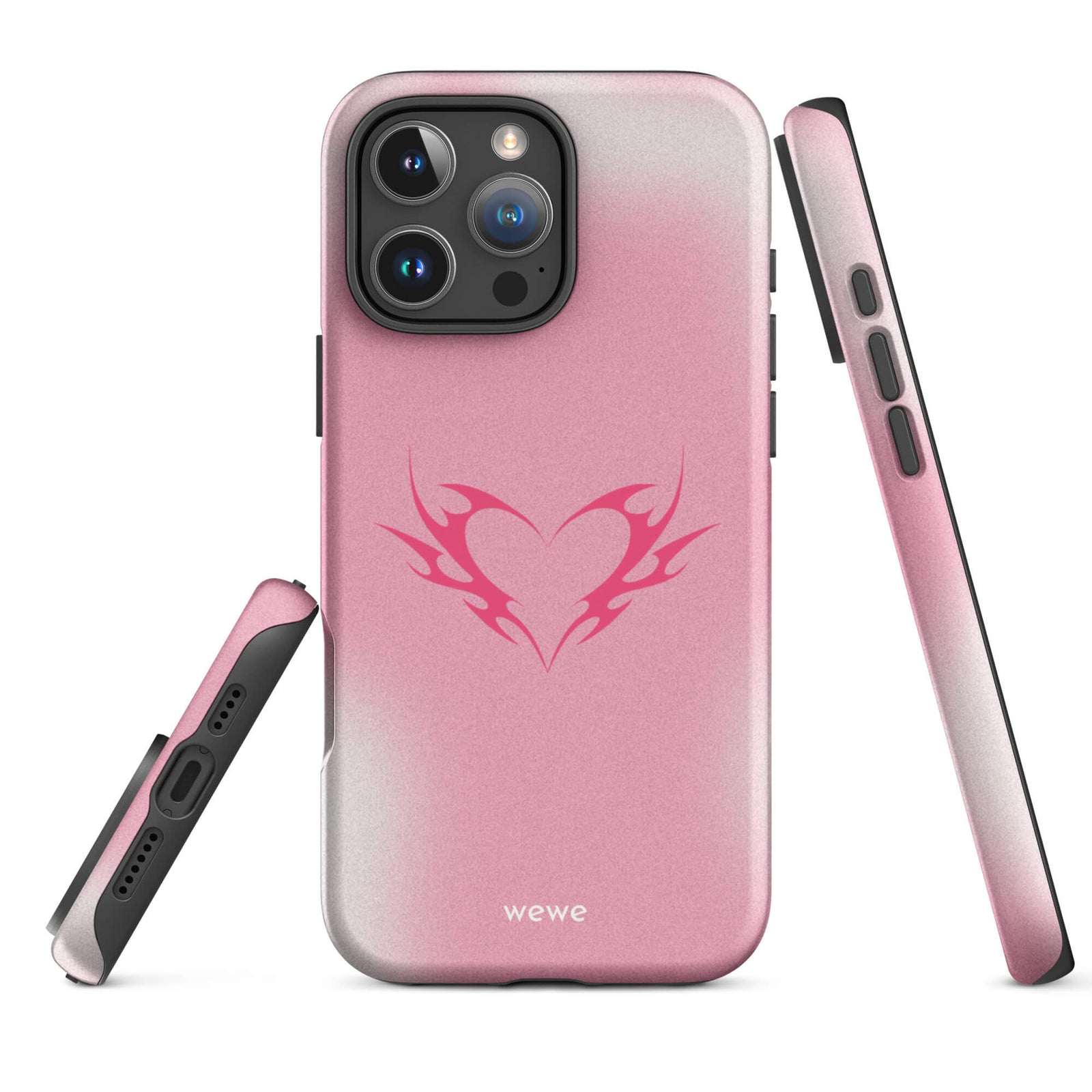 Custom pink heart iphone case 16 pro max soft romantic design.