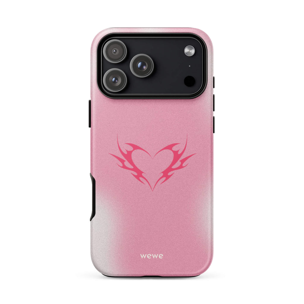 Custom pink heart iphone case 17 pro max soft romantic design.