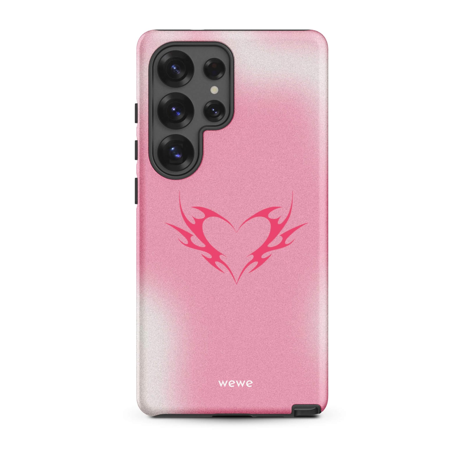 Custom samsung galaxy s25 ultra  Phone case with a pink and white ombre background and a vibrant pink tribal heart design.