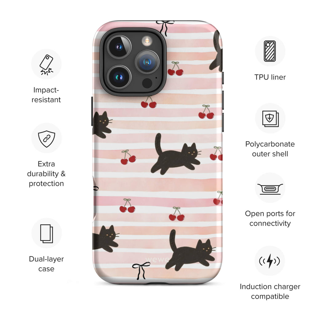 Custom baby cat iphone case 16 pro max wireless charging compatible.
