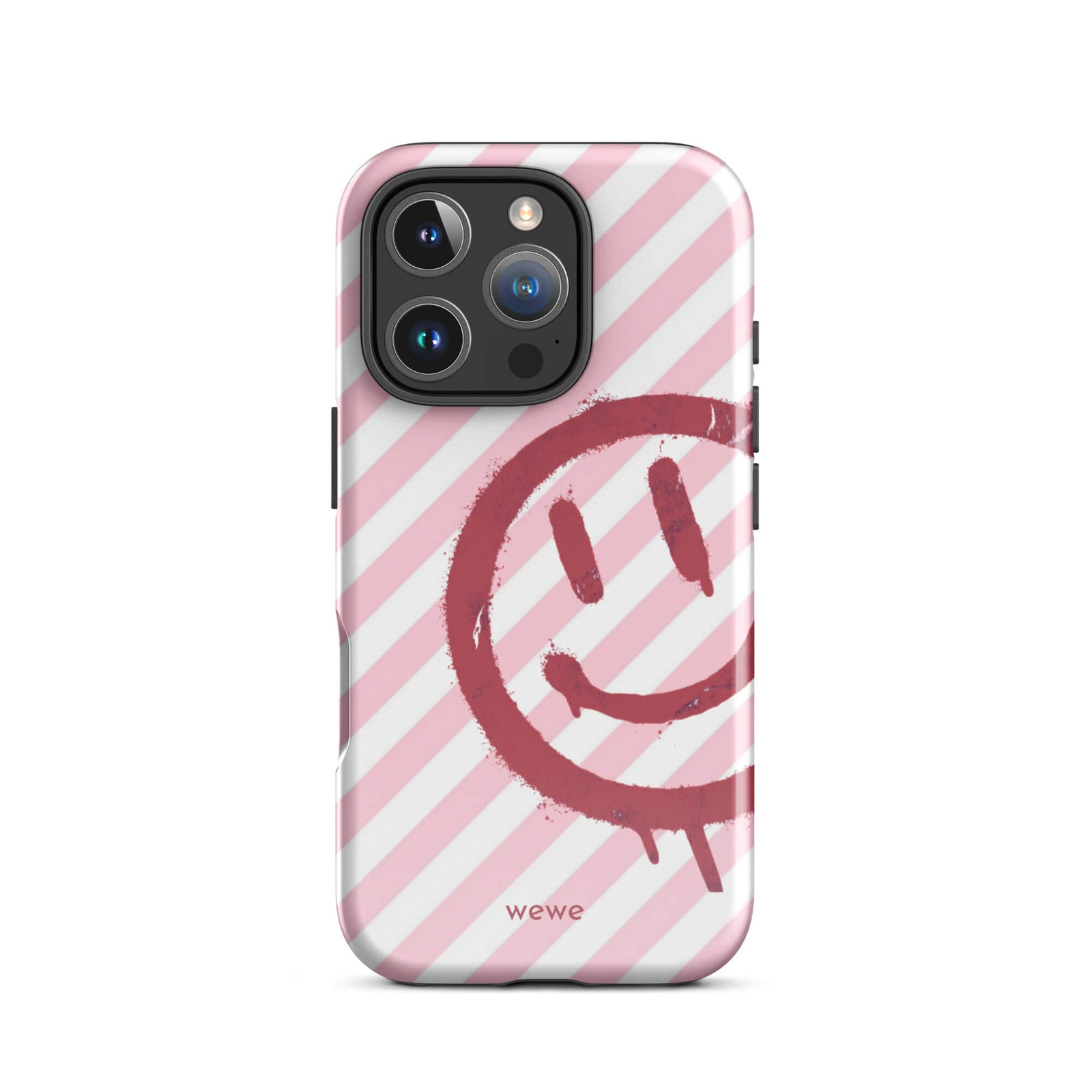 Custom pink smiley face iphone case 16 pro design.
