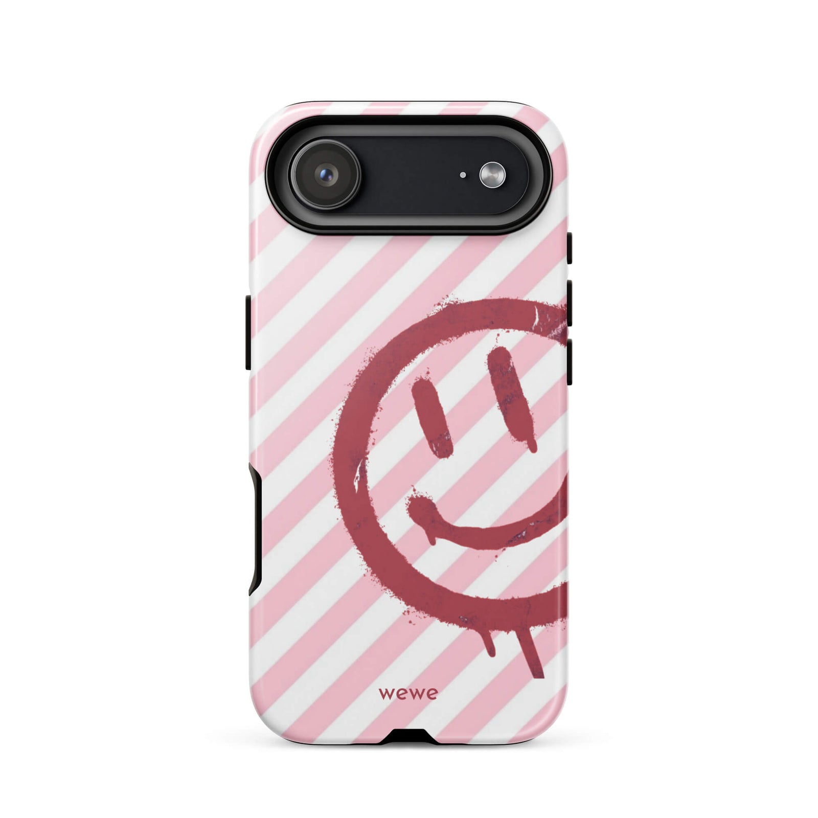 Custom pink smiley face iphone case 17 air cute design.