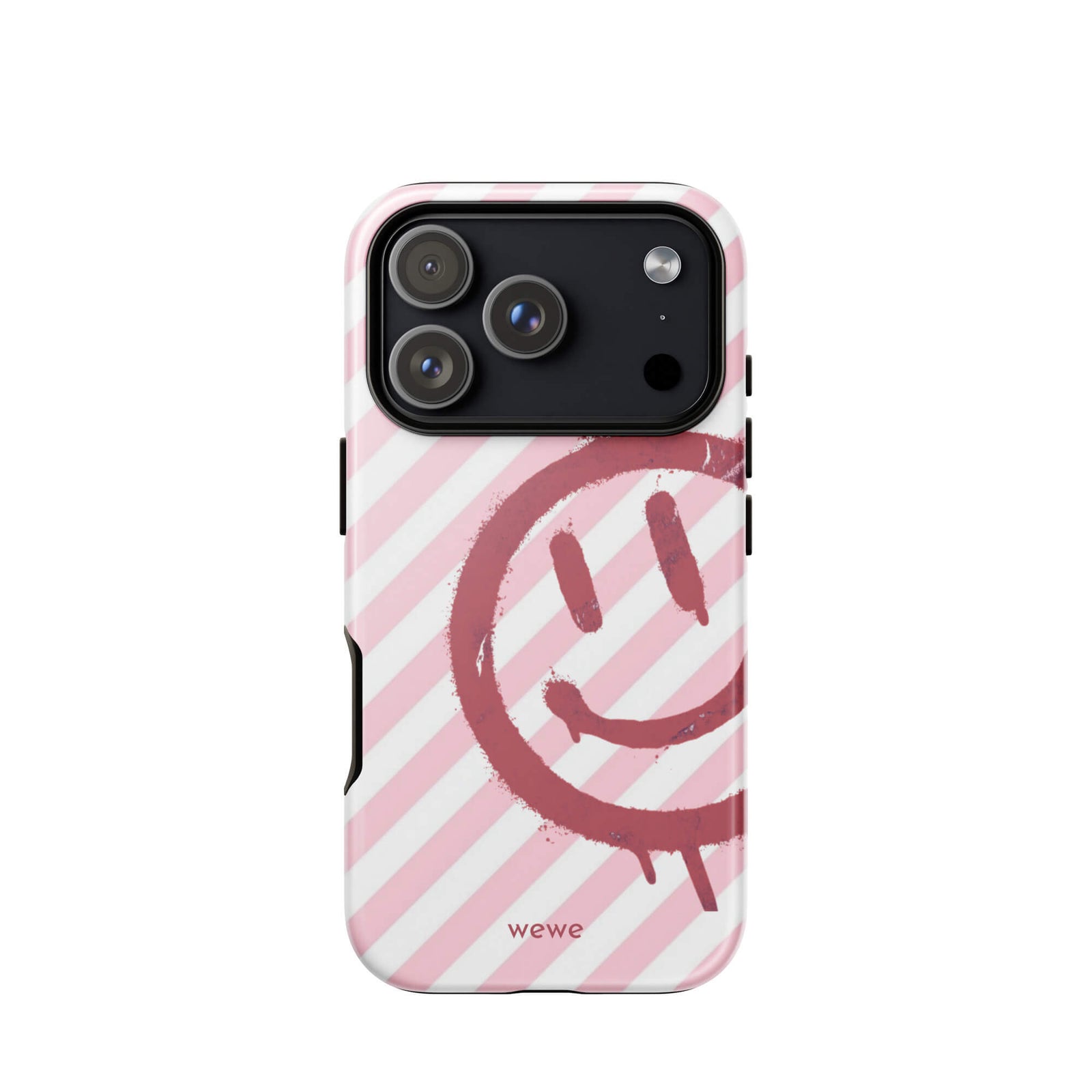 Custom pink smiley face iphone case 17 pro cute design.