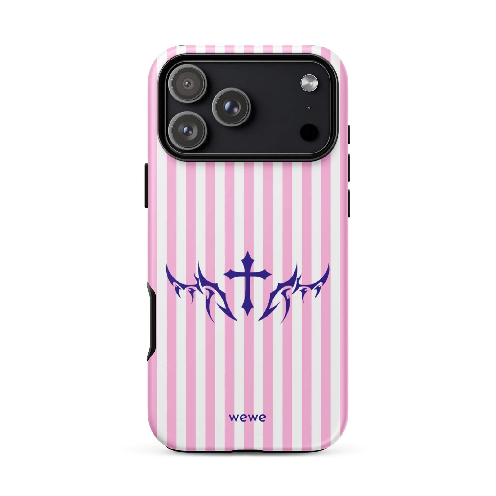 Custom dreamy wings iPhone case 17 pro max pink stripe.