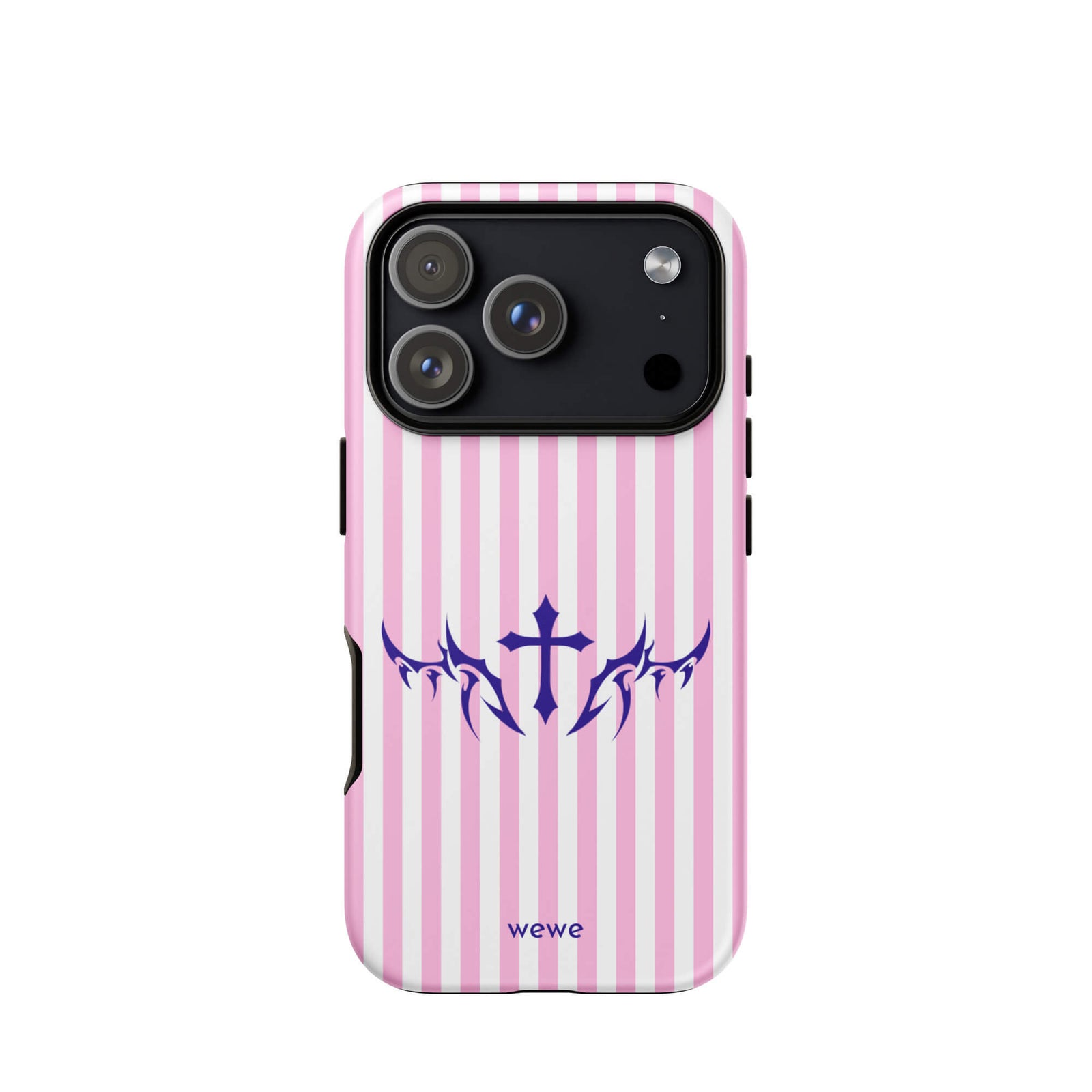 Custom dreamy wings iPhone case 17 pro pink stripe.