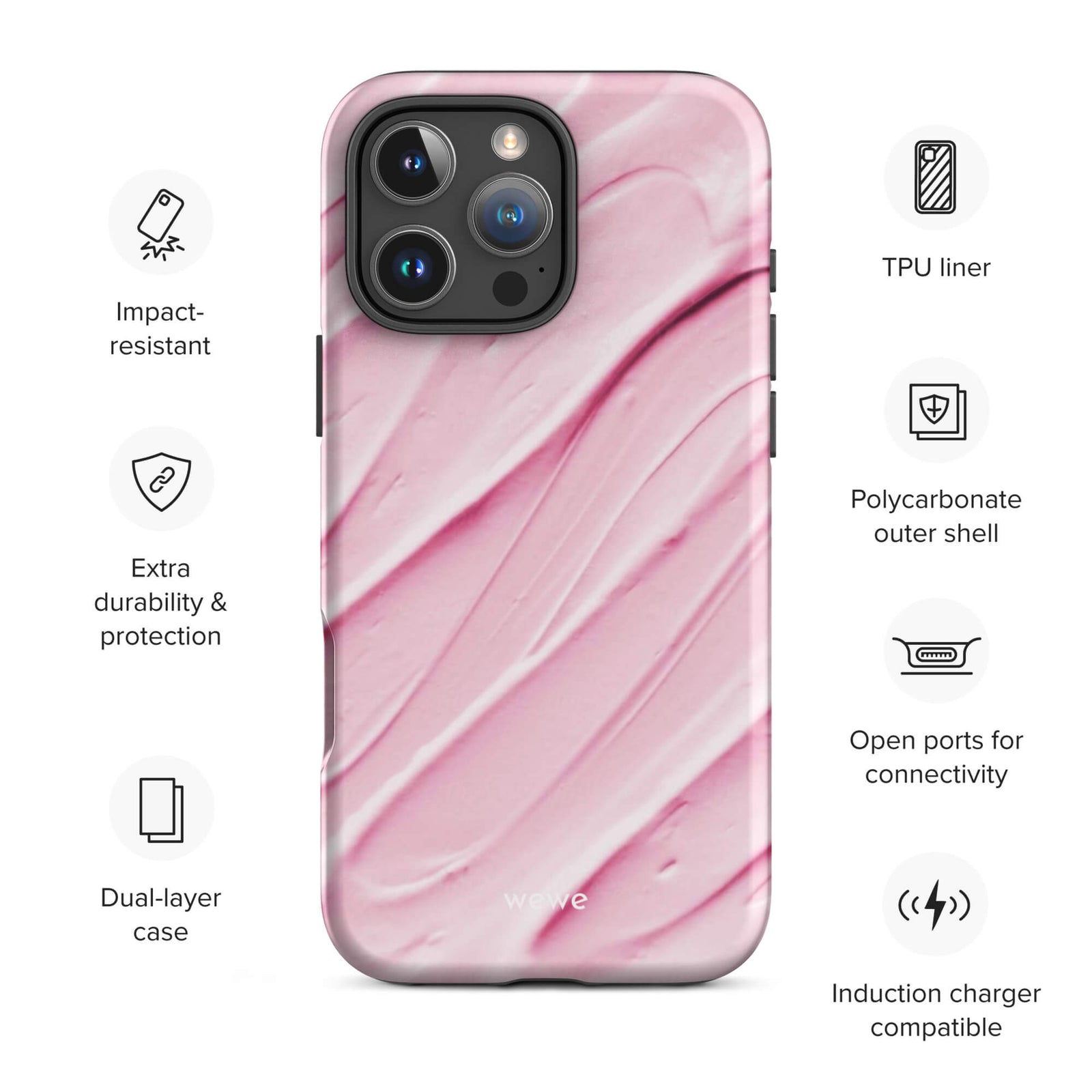 Custom strawberry milk iphone case 16 pro max wireless charging compatible.