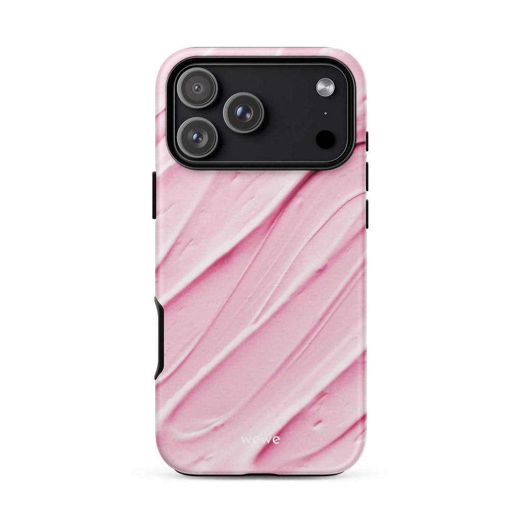 Custom strawberry milk iphone case 17 pro max soft pink design.