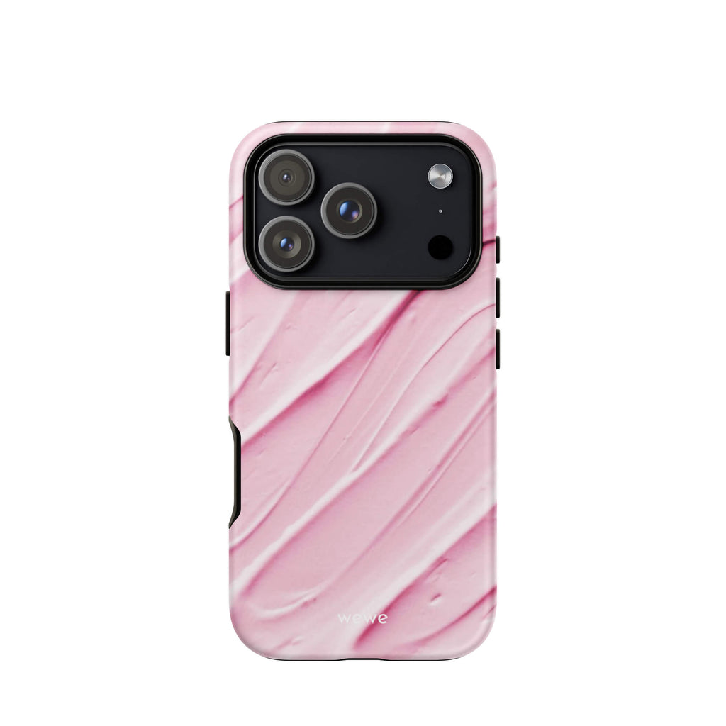 Custom strawberry milk iphone case 17 pro soft pink design.