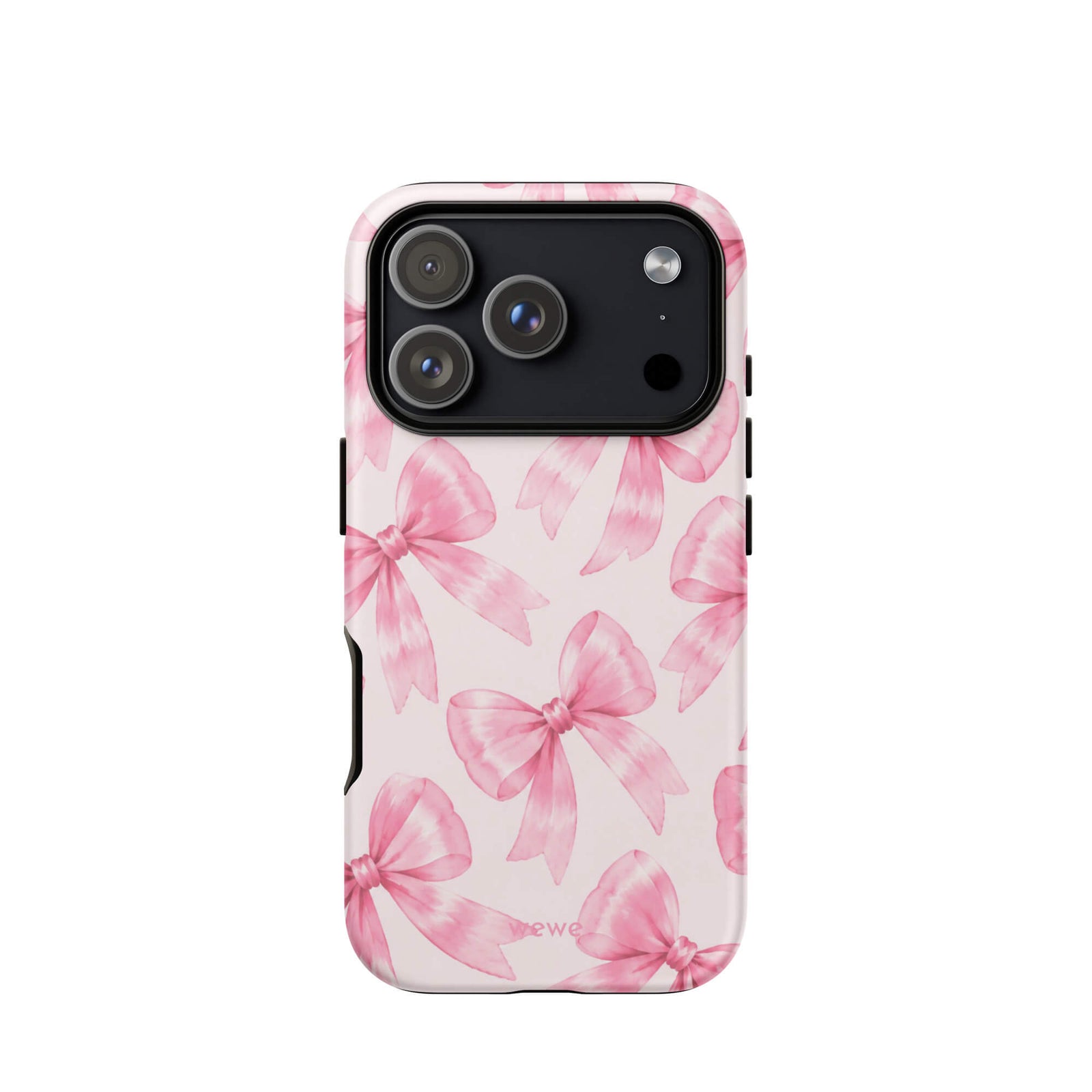 Pink Watercolor Bow Phone Case featuring hand-painted rose-pink ribbons on a soft blush background