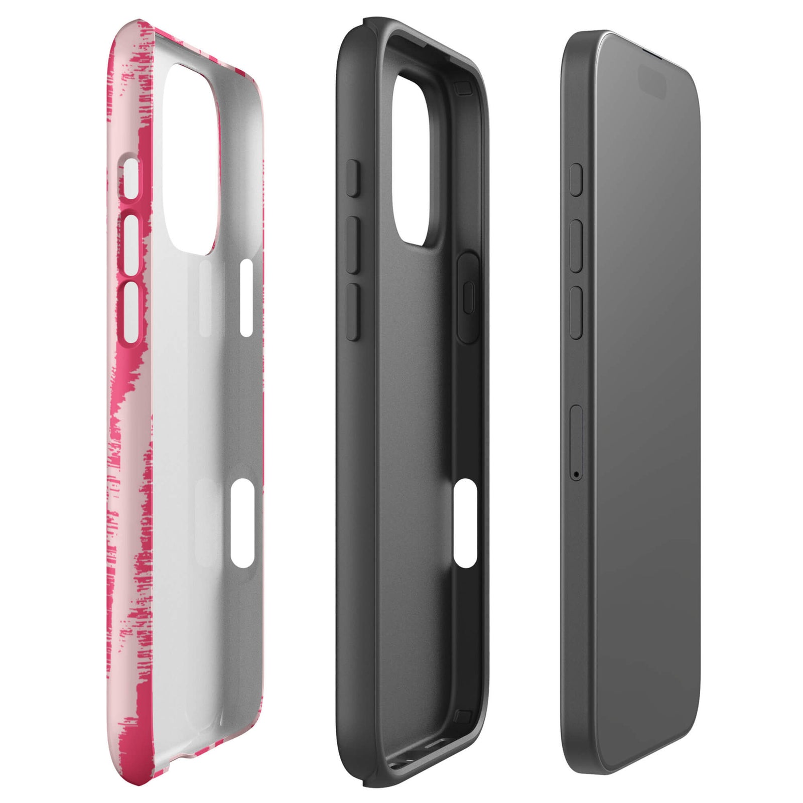 Custom pink zebra pattern iphone case 16 pro max dual-layer shockproof protection.