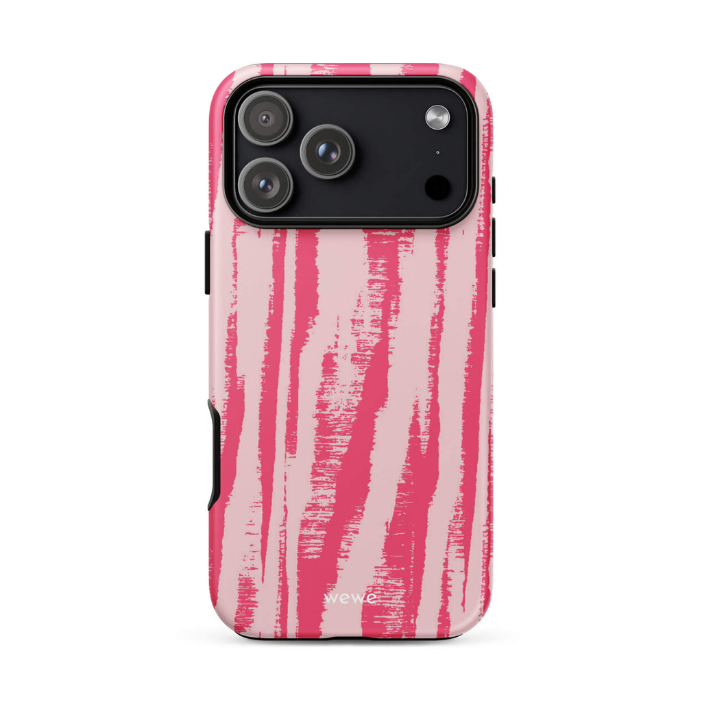 Custom pink zebra pattern iphone case 17 pro max bold graphic design.