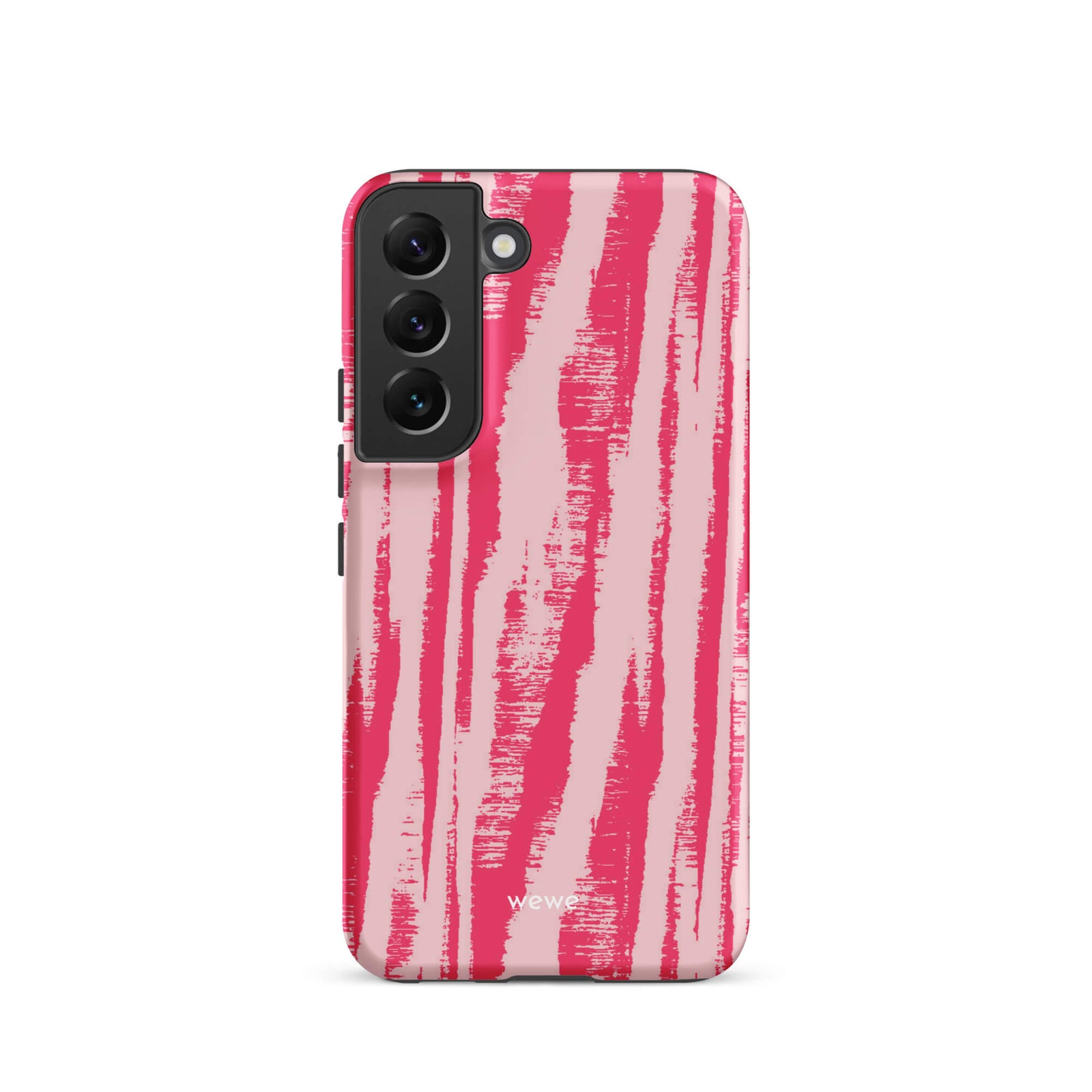 Custom samsung galaxy s22 Phone case with a  textured, painterly pink and light pink zebra pattern.