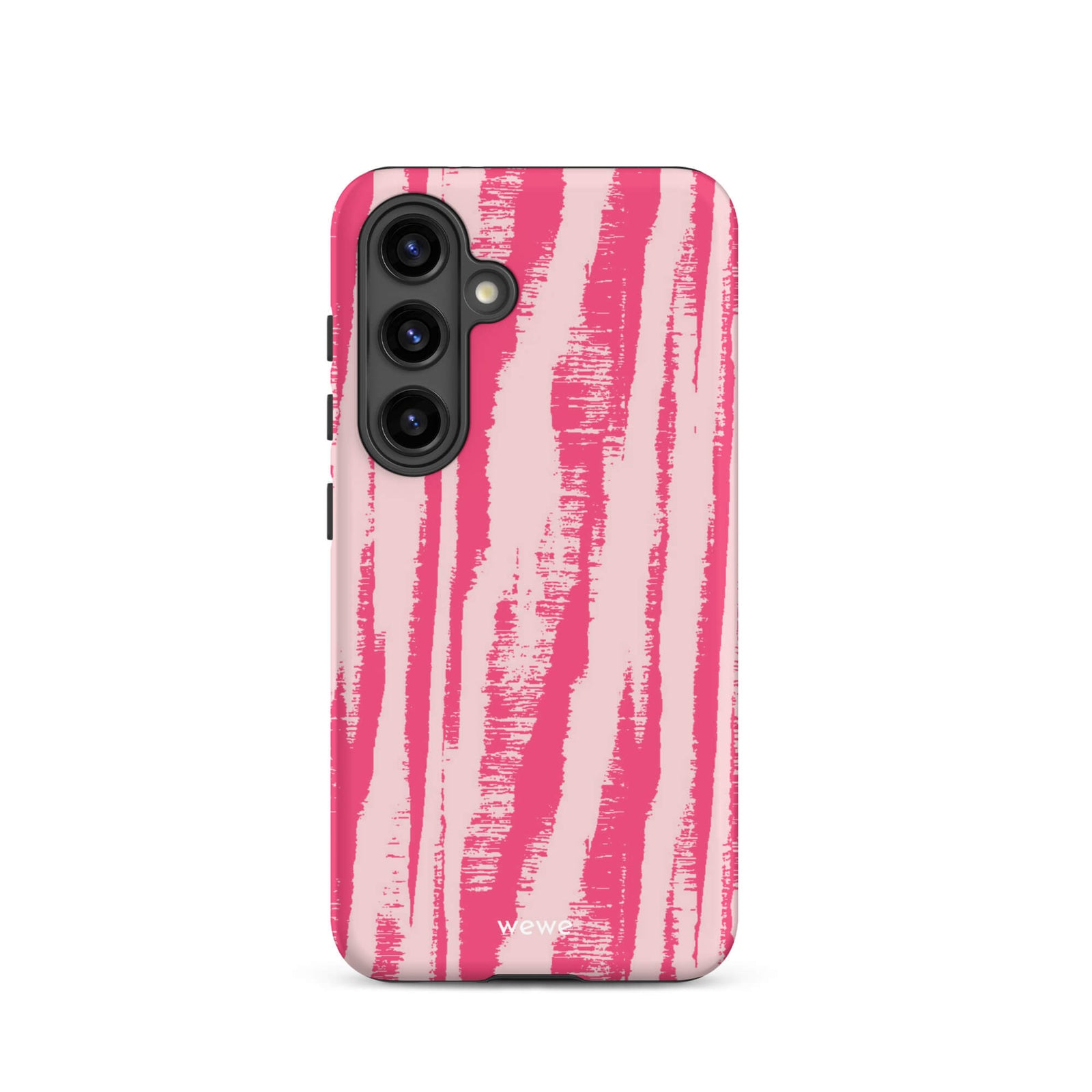 Custom samsung galaxy s24 Phone case with a  textured, painterly pink and light pink zebra pattern.