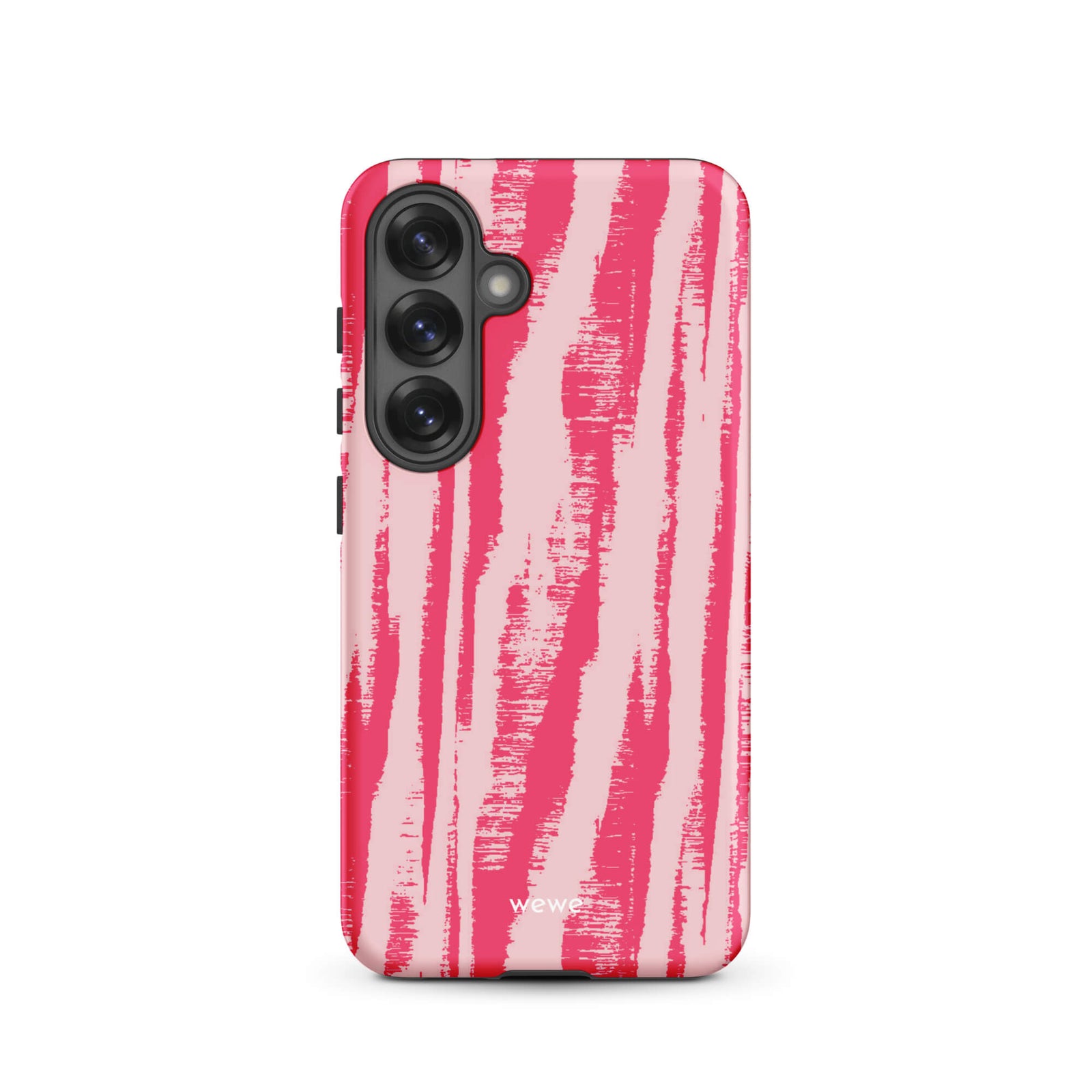 Custom samsung galaxy s25 Phone case with a  textured, painterly pink and light pink zebra pattern.