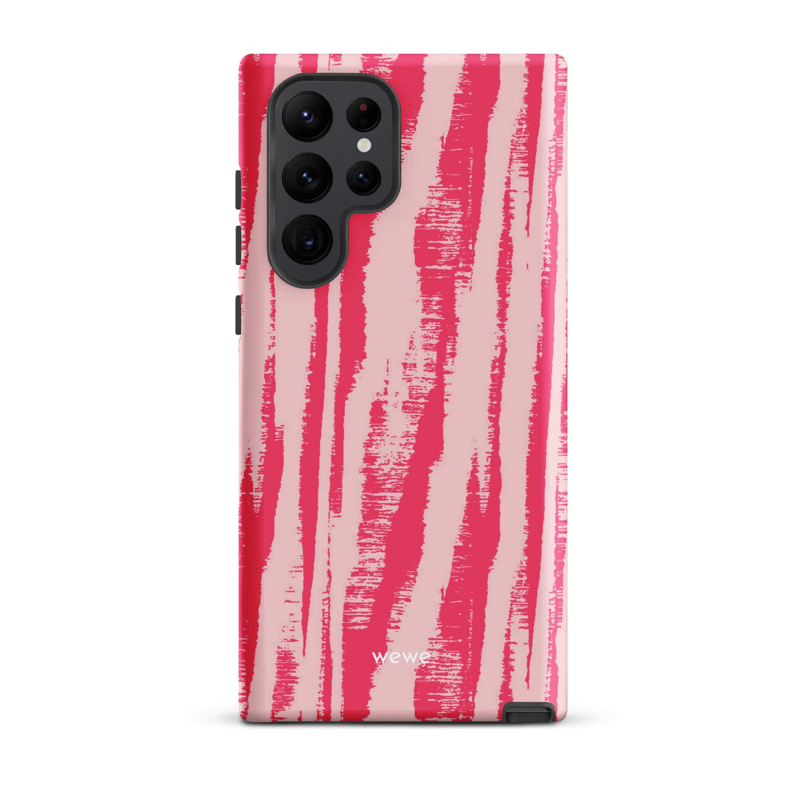 Custom samsung galaxy s22 ultra  Phone case with a  textured, painterly pink and light pink zebra stripe pattern.