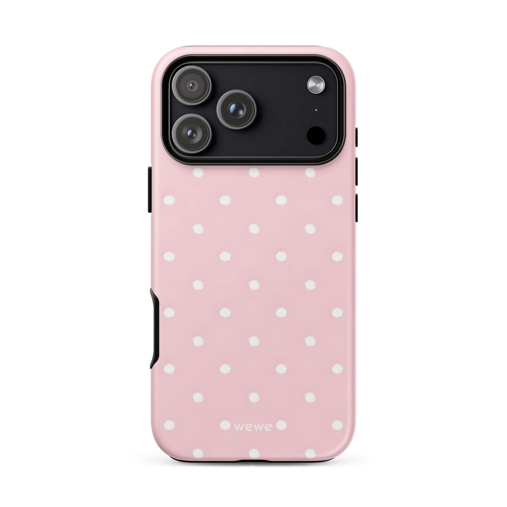 Custom pink polka dot  iphone case 17 pro max cute pattern.