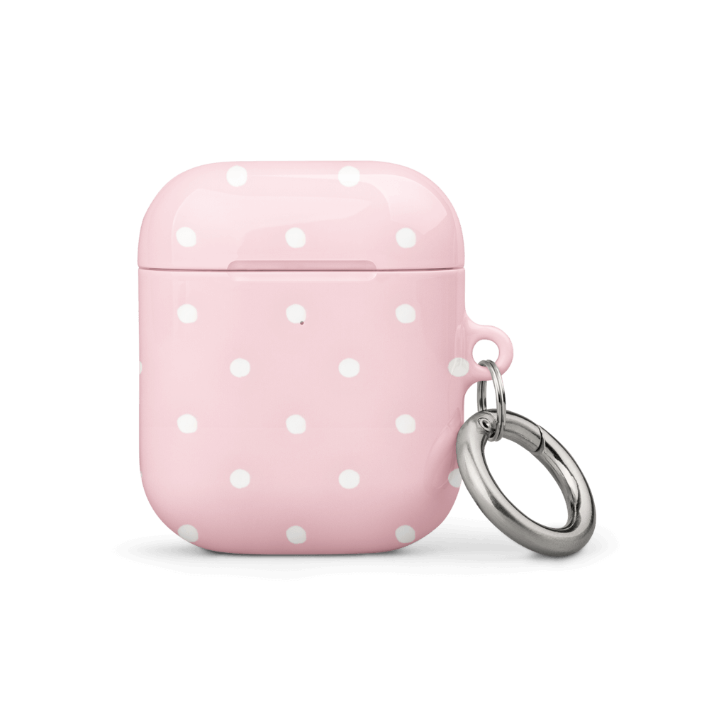 Custom polka dot pink AirPods case gen1 cute pattern.