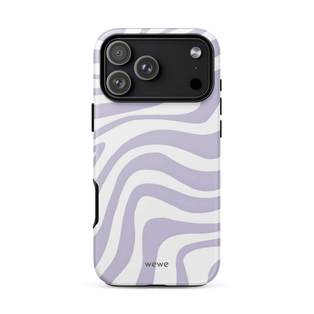 Custom sunday cafe iphone case 17 pro max purple wavy design.