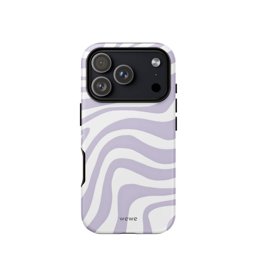 Custom sunday cafe iphone case 17 pro purple wavy design.