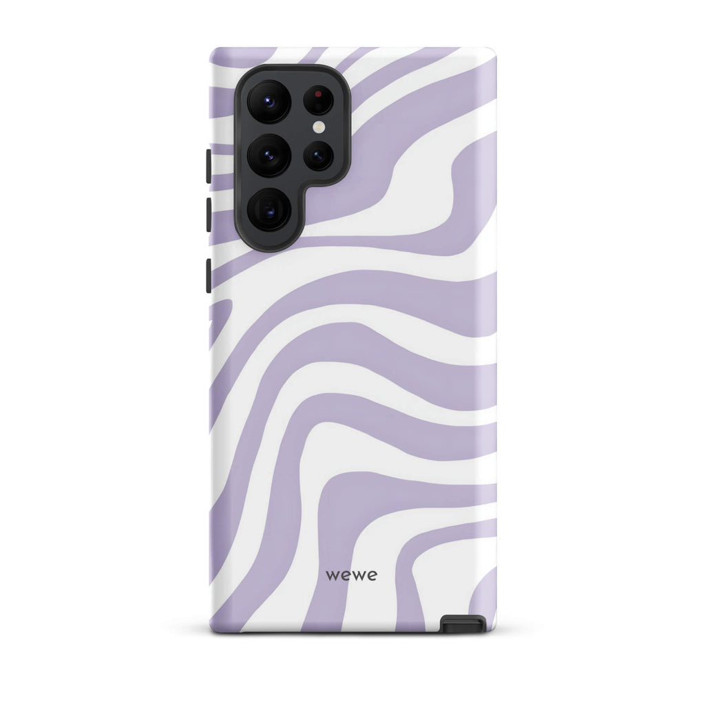 Custom samsung galaxy s22 ultra  Phone case with a purple and white wavy, abstract pattern.
