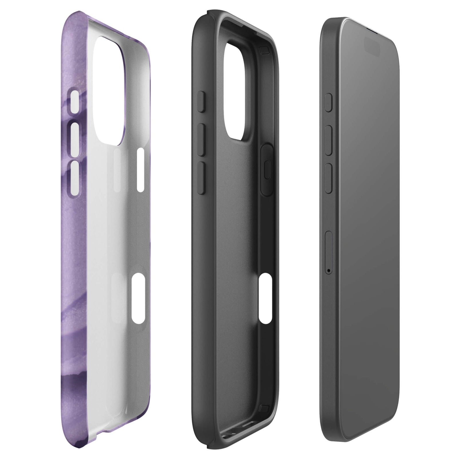 Custom lavender frosting iphone case 16 pro max dual-layer shockproof protection.