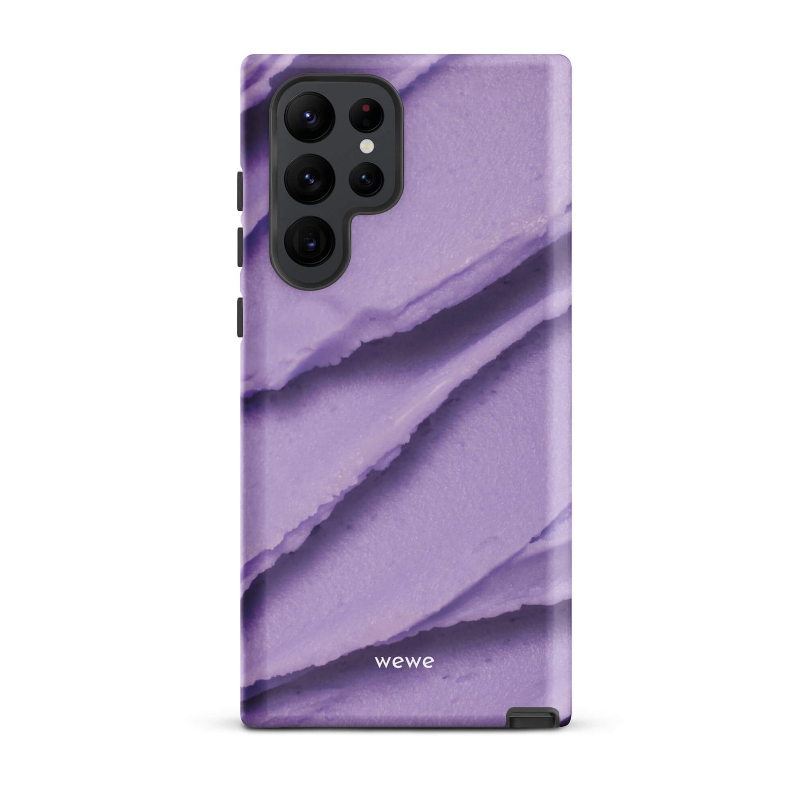 Custom samsung galaxy s22 ultra Phone case with a close-up, macro photo of a textured, light purple frosting or ice cream.