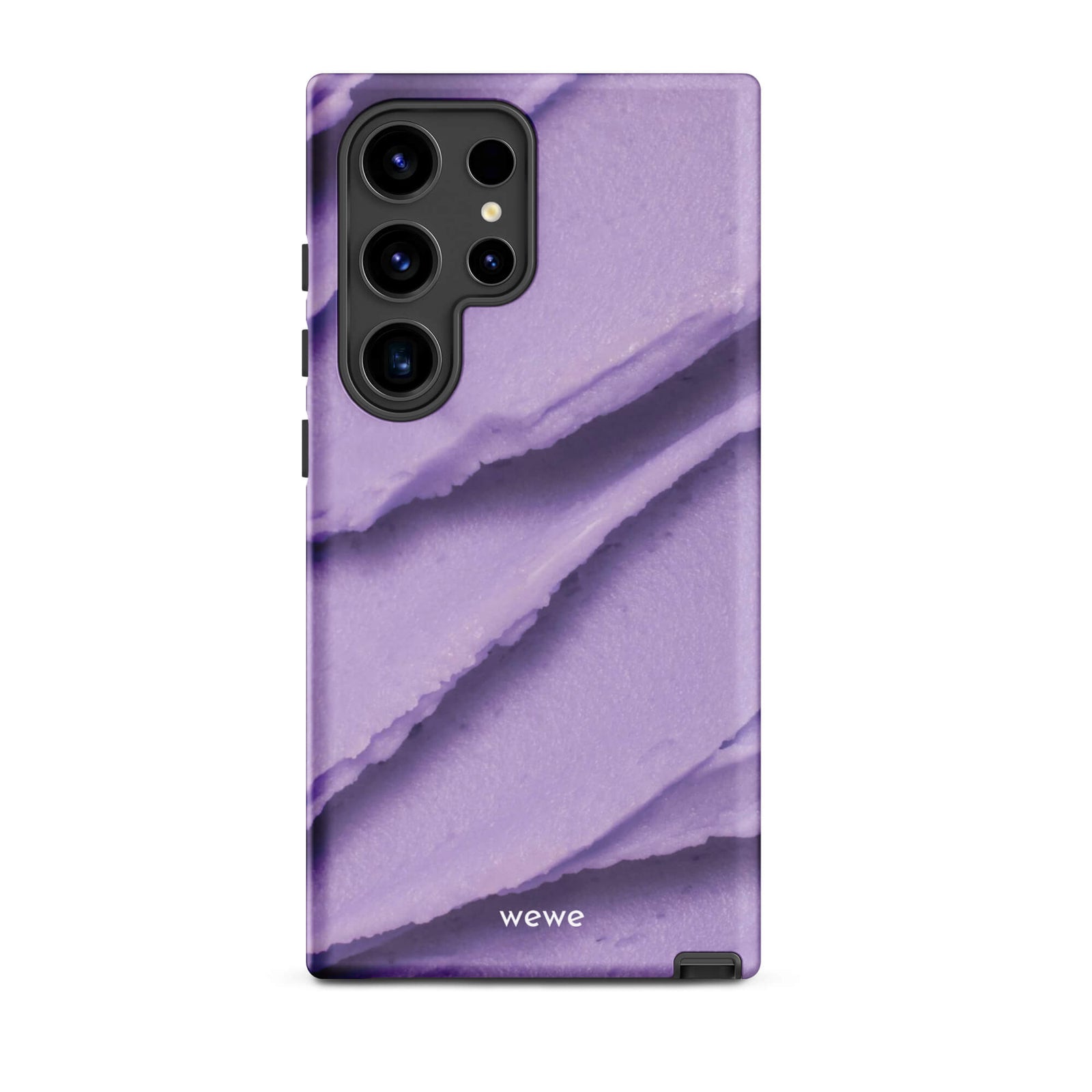 Custom samsung galaxy s24 ultra Phone case with a close-up, macro photo of a textured, light purple frosting or ice cream.