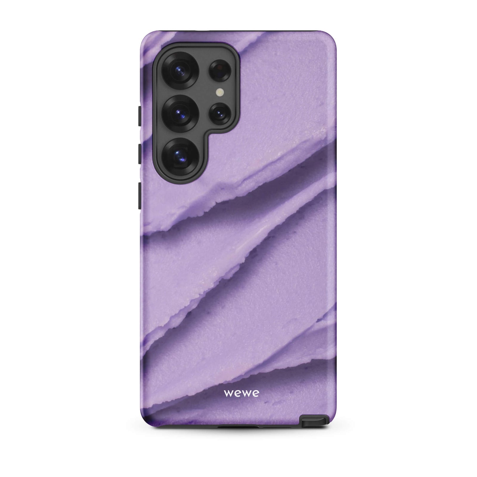 Custom samsung galaxy s25 ultra Phone case with a close-up, macro photo of a textured, light purple frosting or ice cream.