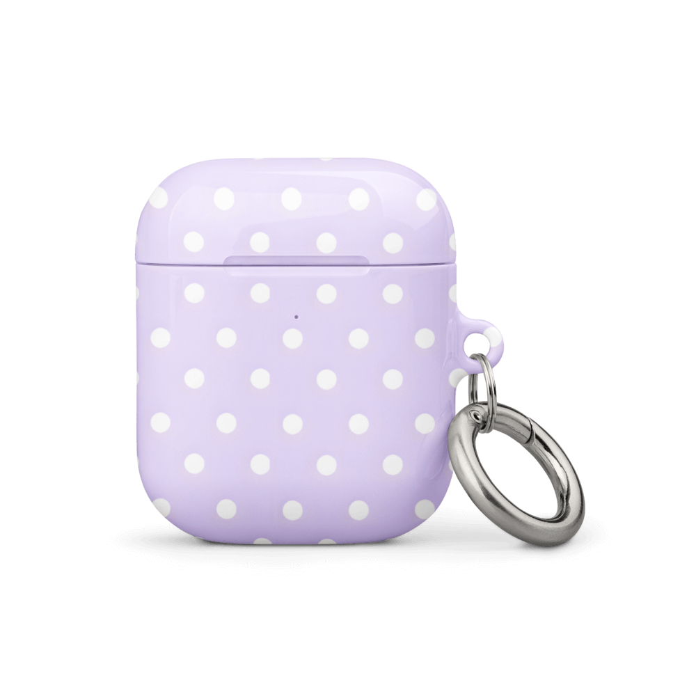 Custom purple polka dot AirPods case gen1 romantic aesthetic.