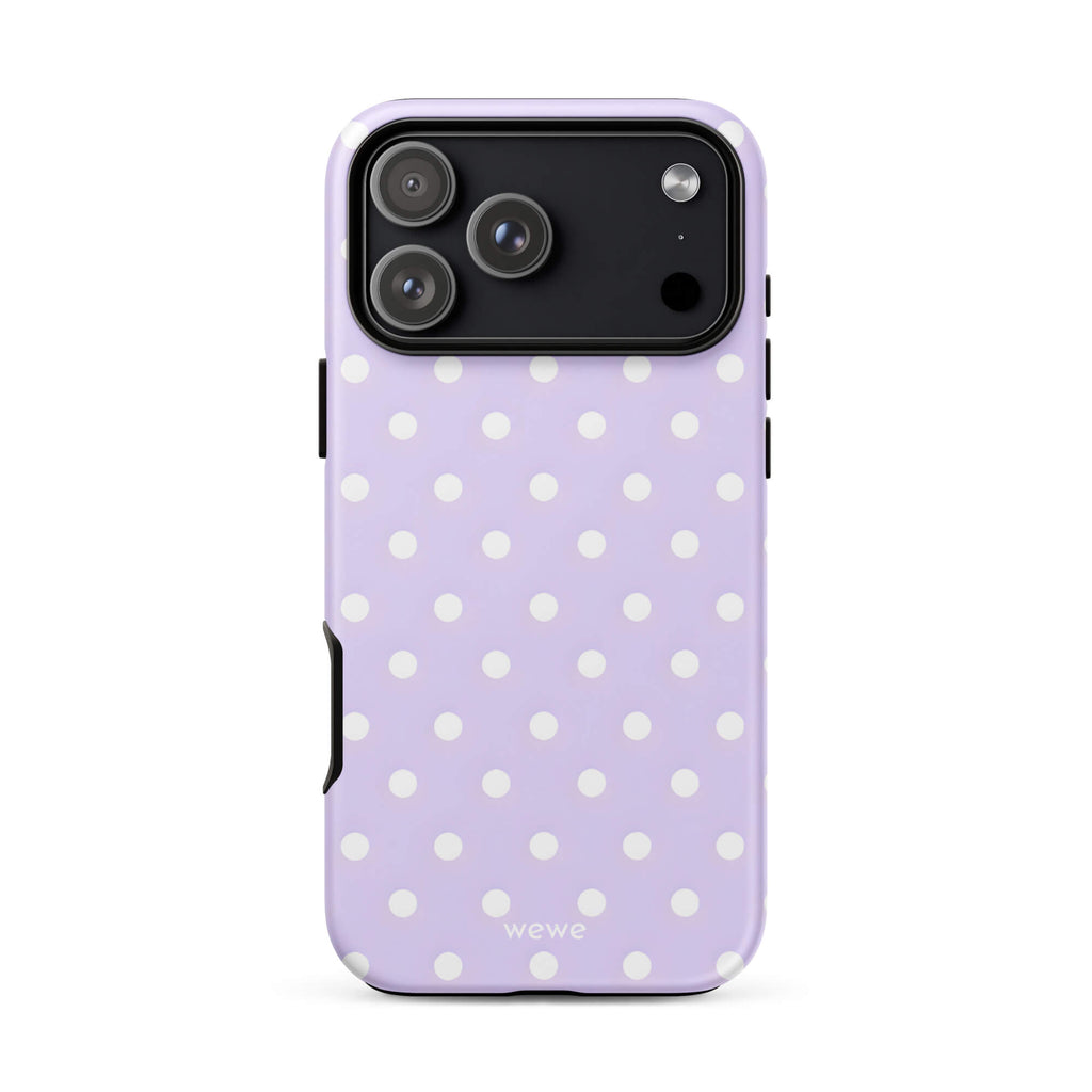 Custom purple polka dot iphone case 17 pro max romantic aesthetic.