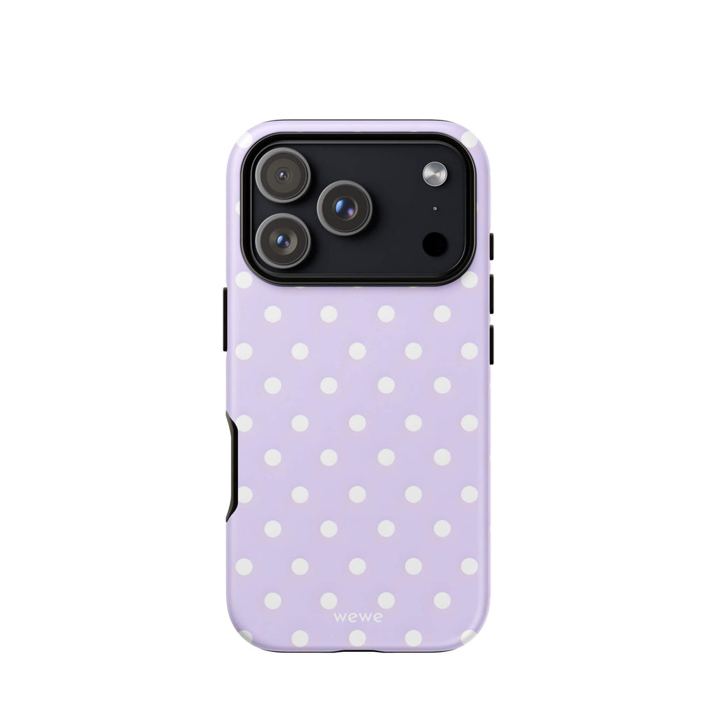 Custom purple polka dot iphone case 17 pro romantic aesthetic.