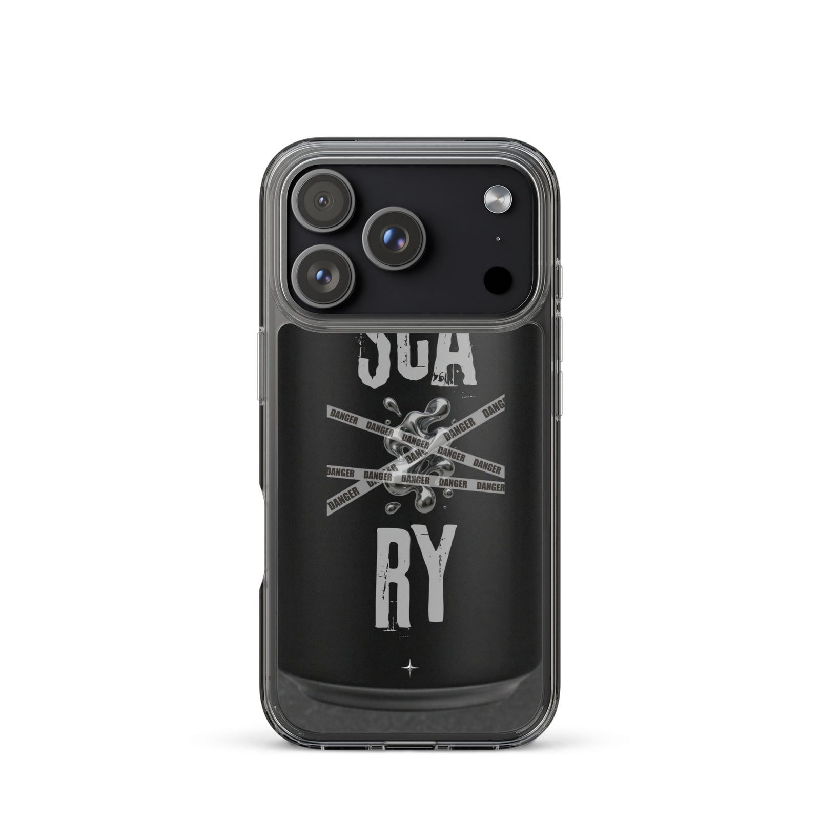 Rebel Press black clear iphone case 17 pro can inspired design streetwear minimal black edition case