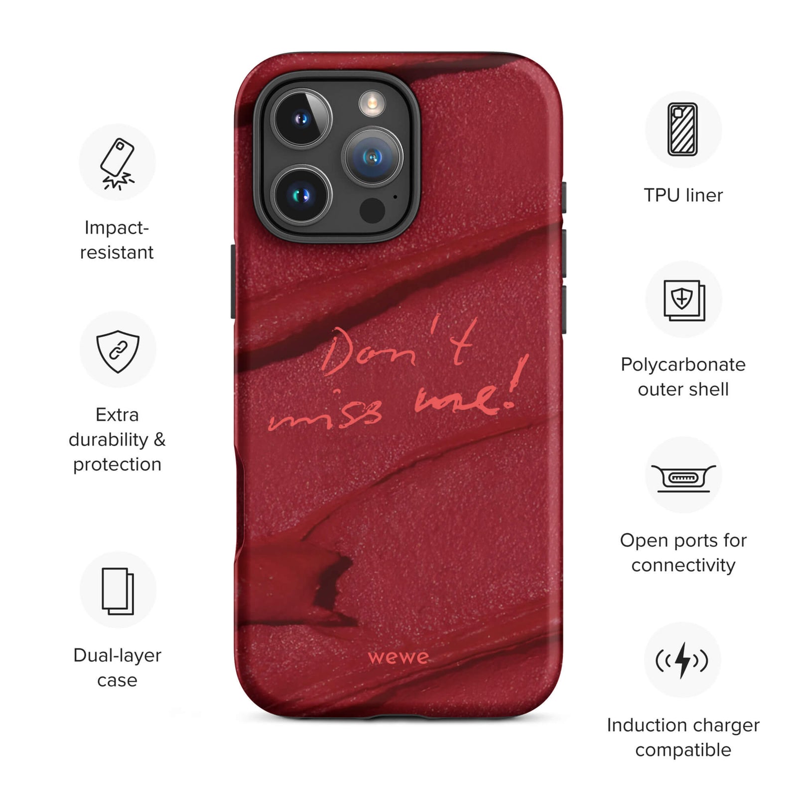 Custom don't miss iphone case 16 pro max wireless charging compatible.
