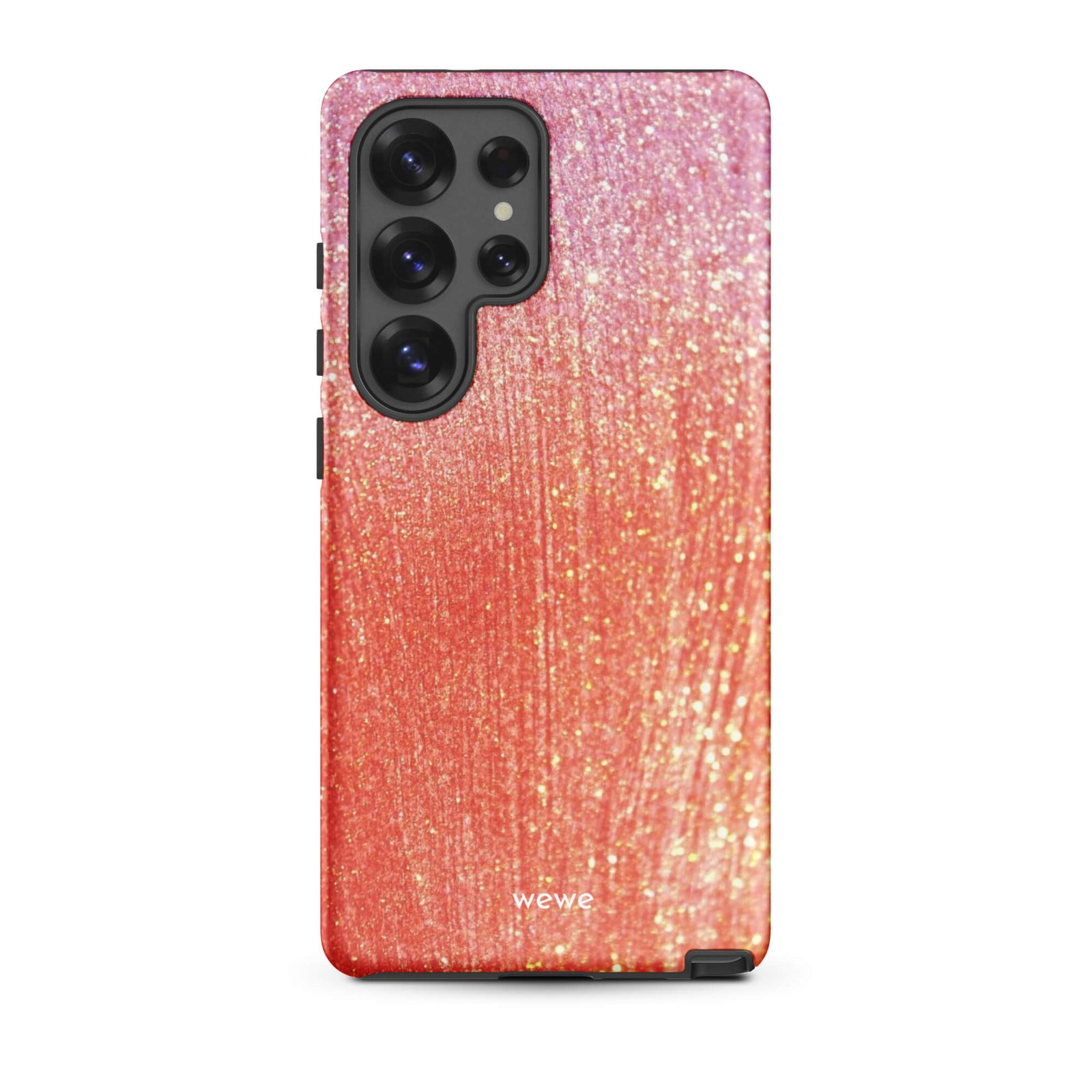 Custom samsung galaxy s25 ultra  Phone case with a sparkling rose gold glitter ombre design, fading from darker pink to lighter gold.