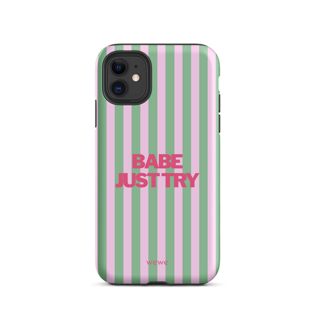 Babe Just Try Striped iPhone 16 Pro Case
