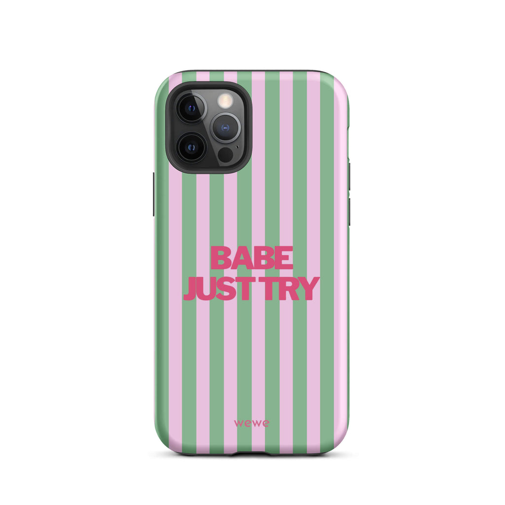 Babe Just Try Striped iPhone 16 Pro Case