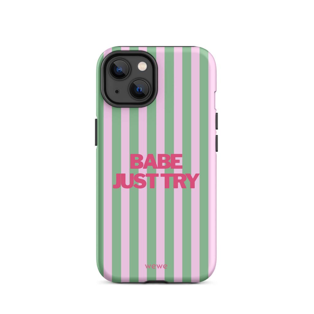 Babe Just Try Striped iPhone 16 Pro Case