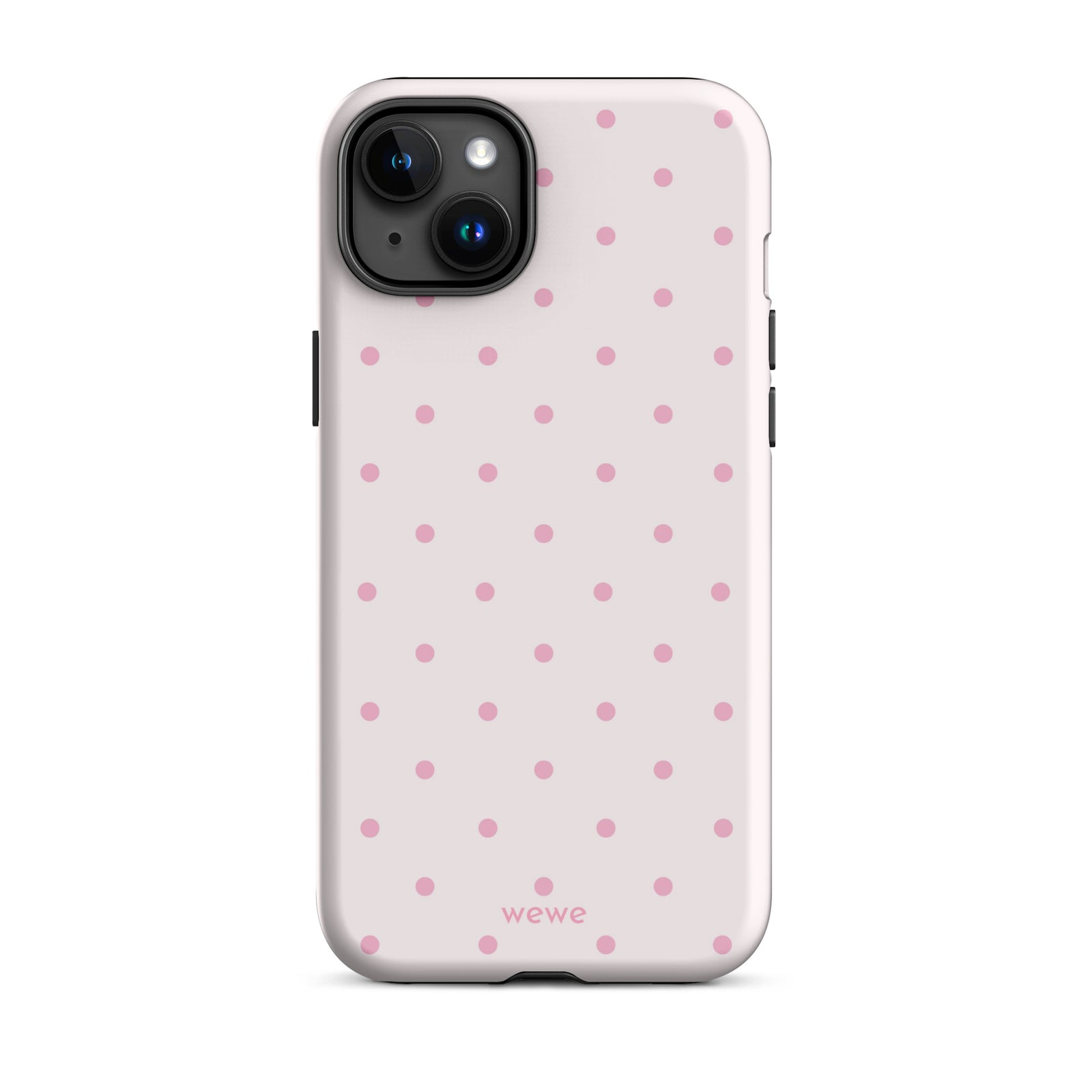Soft pink polka dot iPhone case, perfect for coquette girls, pink lovers, aesthetic design.