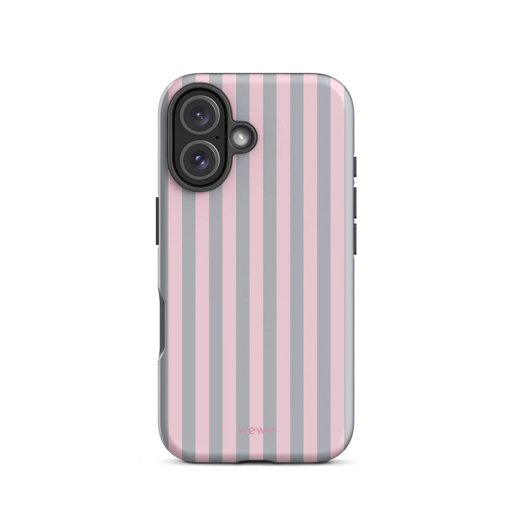 Blush & Gray Stripe iPhone 16 ProCase