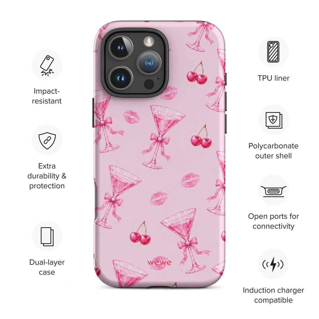 Cherry Kiss Martini iPhone 16 Pro Case