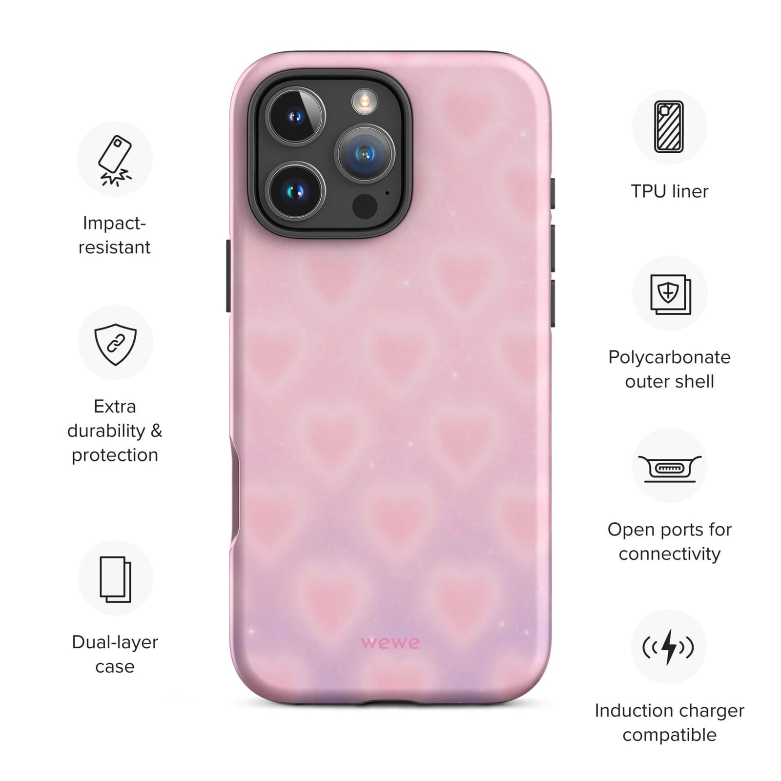 Pink Aura Heart iPhone 16 Pro Case