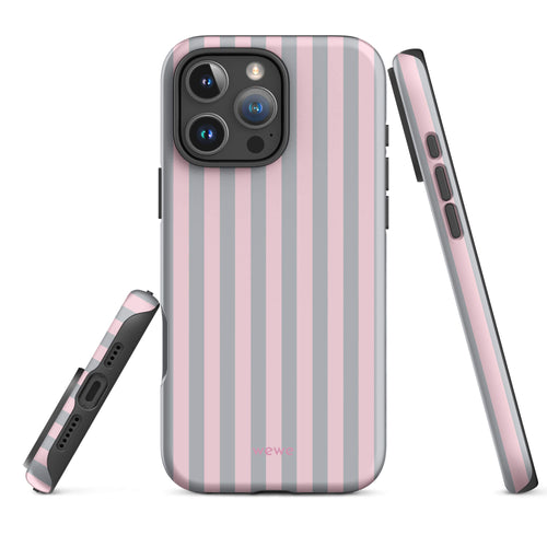 Blush & gray stripe iPhone case