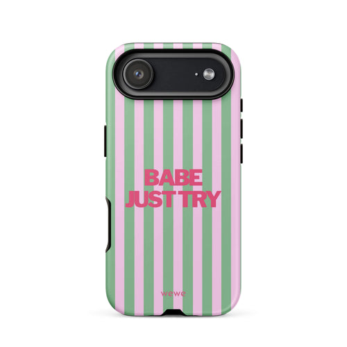 Babe Just Try Striped iPhone 16 Pro Case