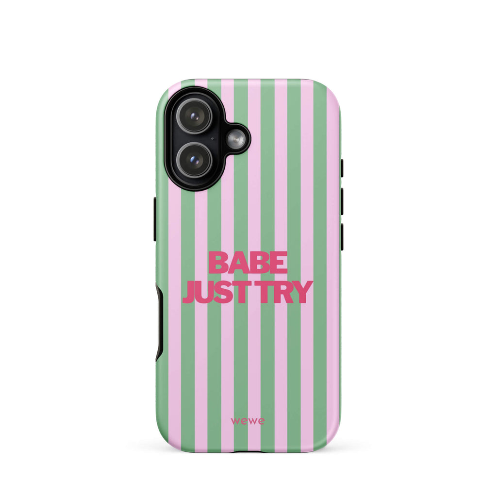 Babe Just Try Striped iPhone 16 Pro Case