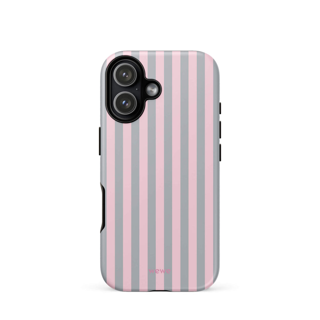 Blush & Gray Stripe iPhone 16 ProCase